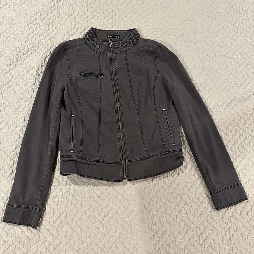 EXPRESS gray black zip up jacket